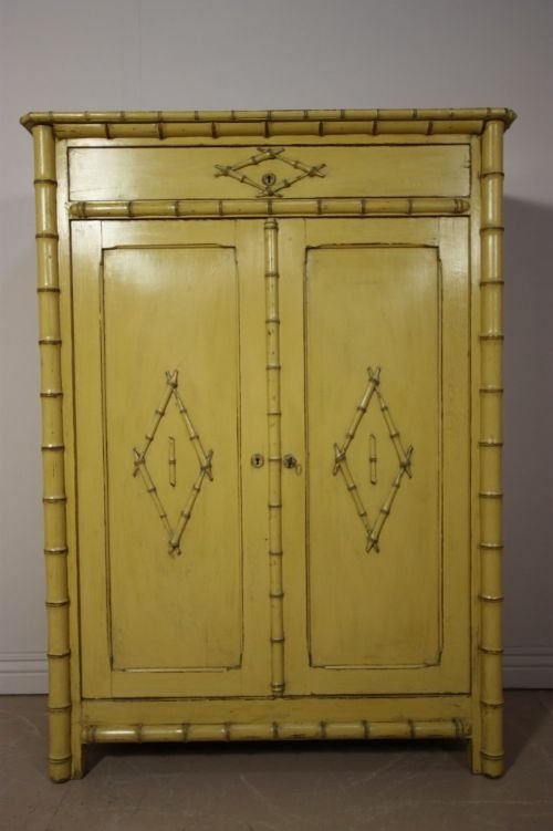 French Antique Faux Bamboo Cupboard