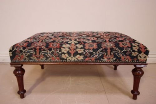 Large Antique Mahogany Footstool. Circa:1840.