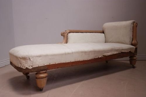 Antique William IV Bleached Oak Chaise Longue