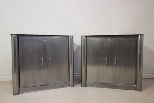 Pair of 1920'S Polished Steel Cabinets