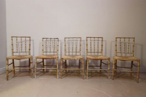 Set of Antique Regency Simulated Bamboo Chairs