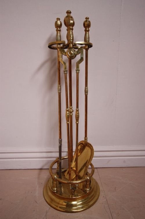 19th Century Antique Brass Fire Irons