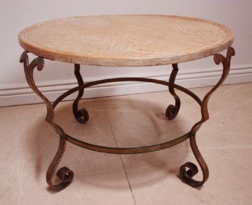 Edwardian Antique Oak & Metal Coffee Table
