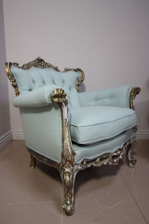 Italian Antique Gilt Upholstered Armchair