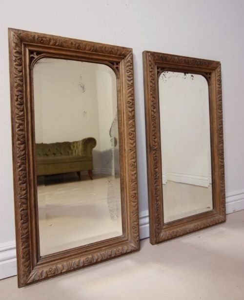 Pair of Unusual Antique Victorian Oak Mirrors