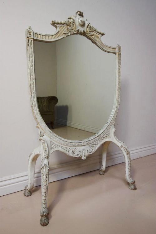 Early Victorian Antique Mirror/fire Screen