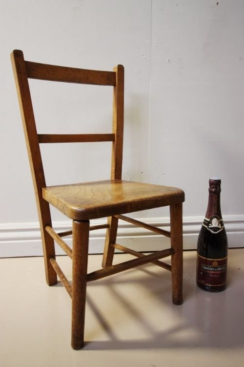 Edwardian Antique Elm and Beech Children's Chair