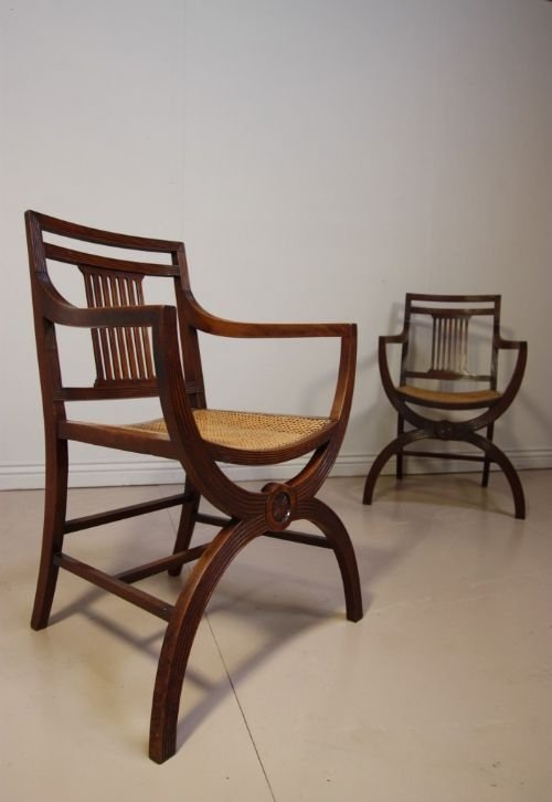 Pair of Antique Mahogany Bergere Side Chairs