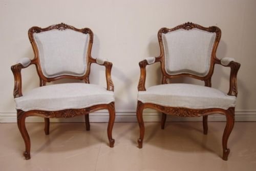 Pair of French Antique Fauteil Armchairs