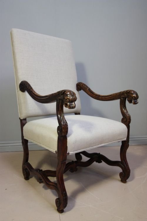 Antique Flemish 19th Century Walnut Armchair