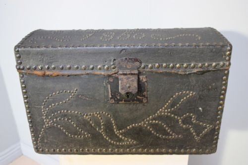 Victorian Antique Leather Dome Top Trunk/box