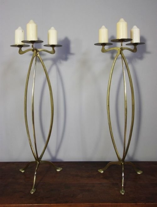 Pair of Antique Art Nouveau Candle Stands