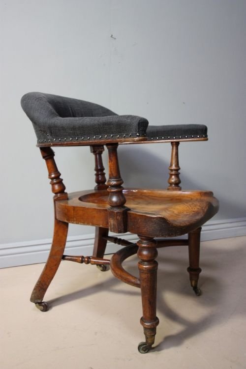 Mid 19th Century Antique Elm Office/desk Chair