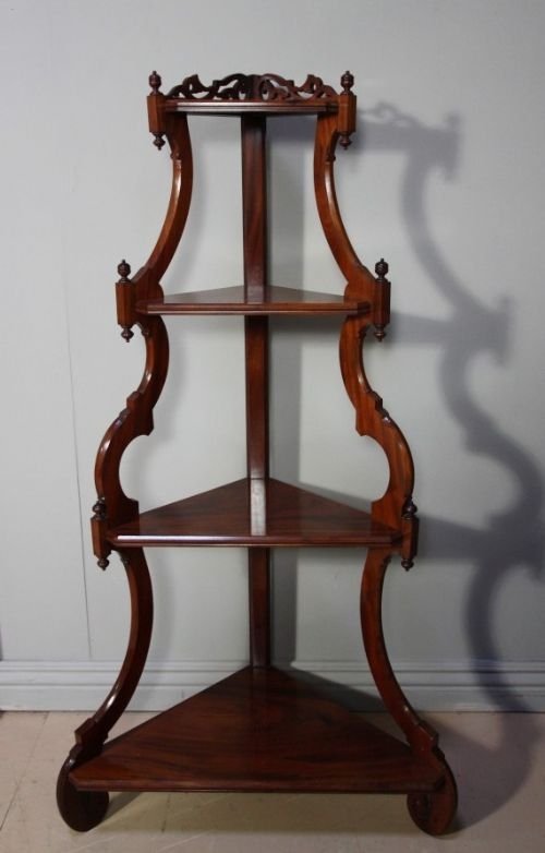 Antique Mahogany Corner Whatnot