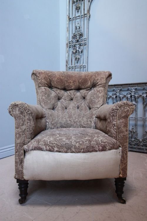 English Antique Upholstered Armchair