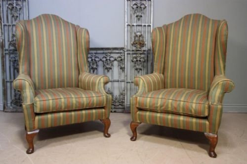 Pair of Quality Edwardian Antique Wing Chairs