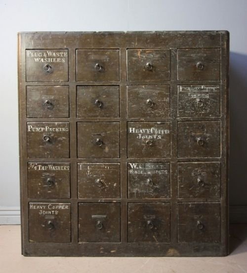 Early 19th Century Antique Pine Bank of Drawers