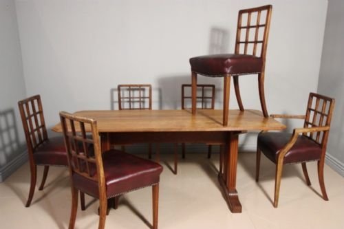 1920'S 'Betty Joel' Walnut Dining Table & Chairs