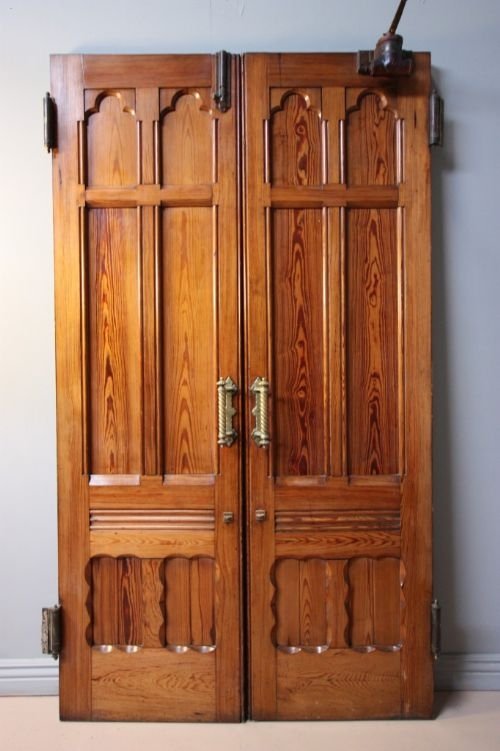 Pair of Antique Gothic Pine Doors