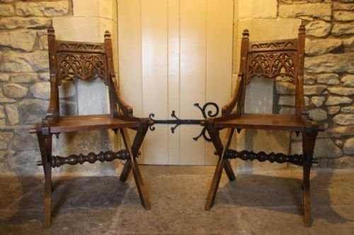 Pair of Antique Oak Glastonbury Chairs