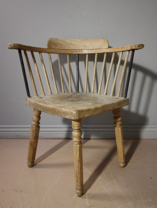 Antique Elm & Fruitwood Primitive Chair