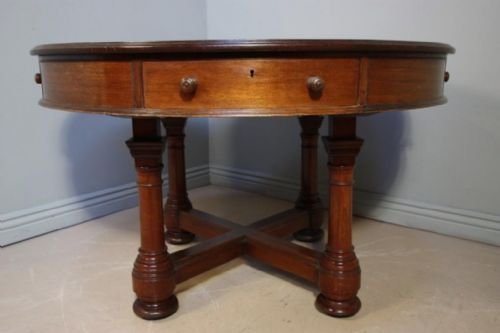 Antique Walnut Library Drum Table