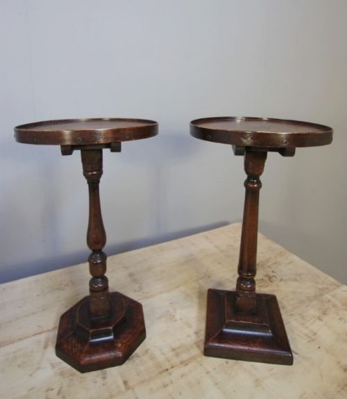 Pair of 1920'S Antique Oak Wine/side Tables
