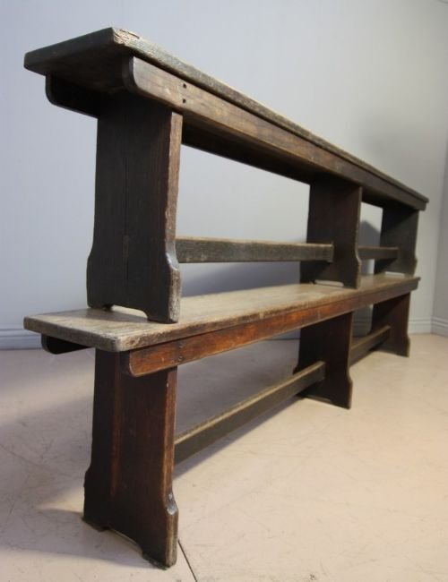 Pair of Victorian Antique Oak Benches/forms