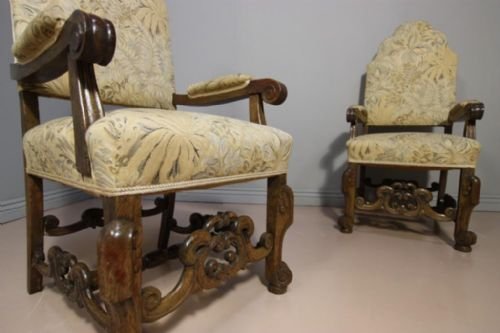 Pair of Victorian Antique Oak Armchairs