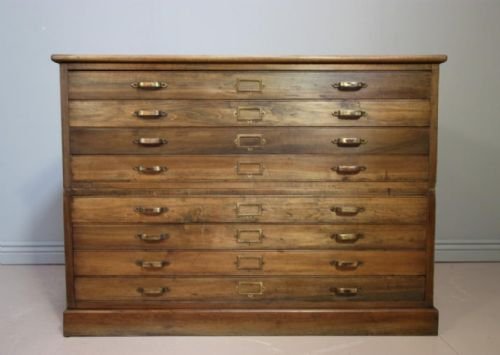 Edwardian Antique Walnut Plan Chest