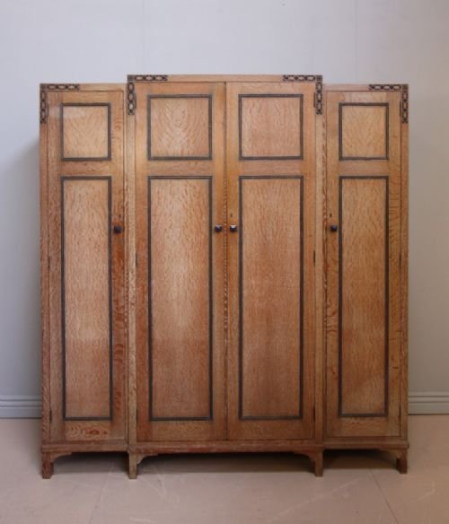 Antique Heals Break Fronted Oak Wardrobe