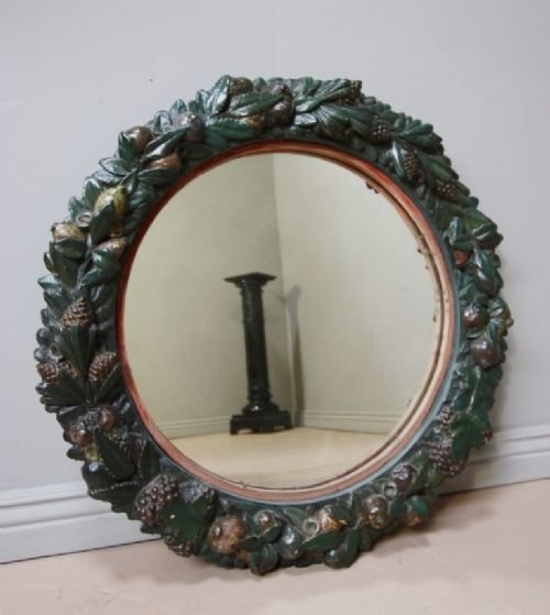 Unusual Victorian Antique Pottery Foliage Mirror.
