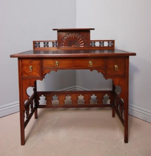 Antique Walnut Writing Desk of Moorish Design.