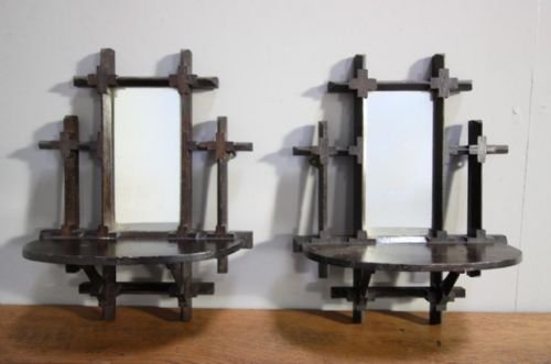 Pair of Antique Aesthetic Mirrored Wall Brackets.