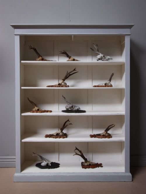 Antique Victorian Painted Pine Open Bookcase.
