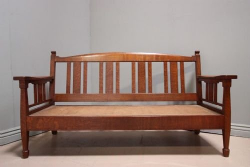 19th Century Antique Oak Bench by Arthur Simpson.