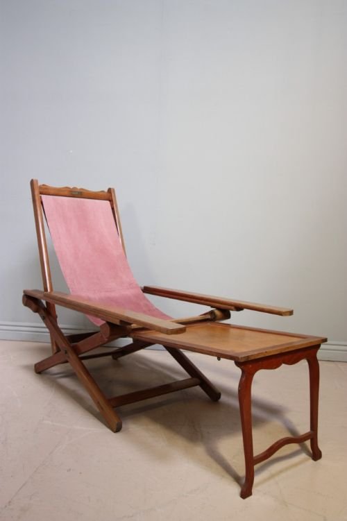 Antique Military Campaign Folding Teak Chair.