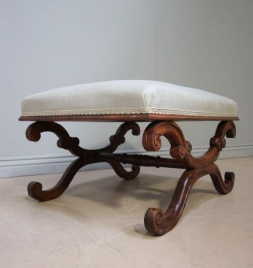 Regency Antique Rosewood X Frame Stool.