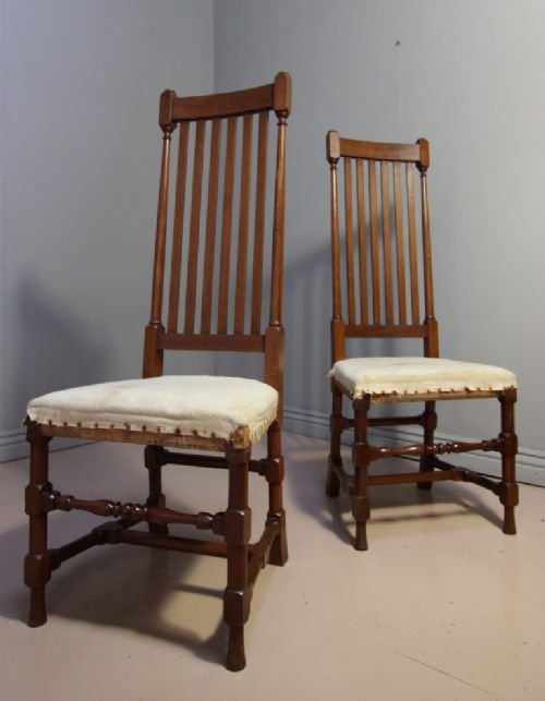 Set of Four Unusual Antique Walnut Dining Chairs.