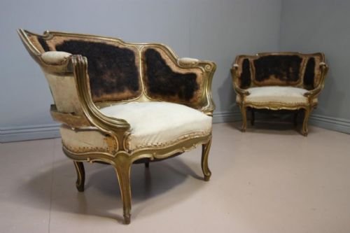 Antique Pair of French Parisienne Gilt Armchairs.