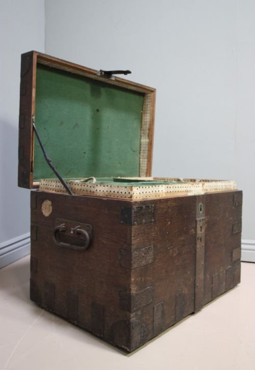 Large Georgian Antique Oak Silver Chest/table.