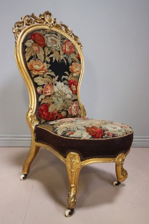 Very Decorative & Original Antique Gilt Side Chair