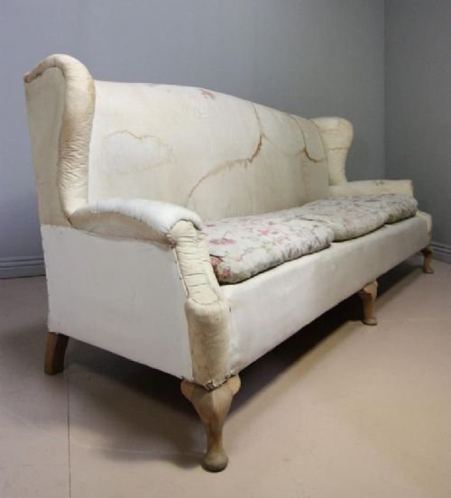 Generous Antique Wing Sofa/settee for Reupholstery