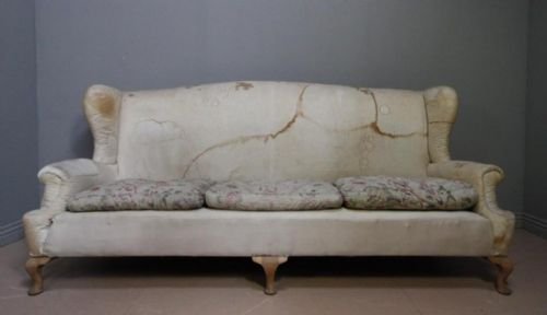 fig 1. Generous Antique Wing Sofa/Settee for Reupholstery