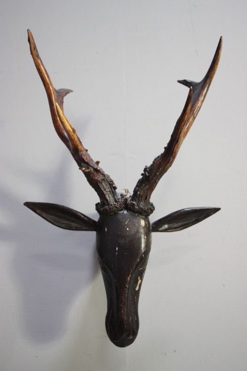 Antique Carved Deers Head.