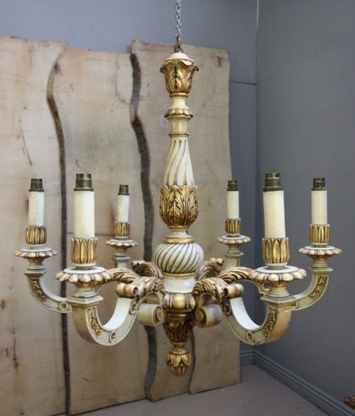 Edwardian Antique Six Arm Chandelier.