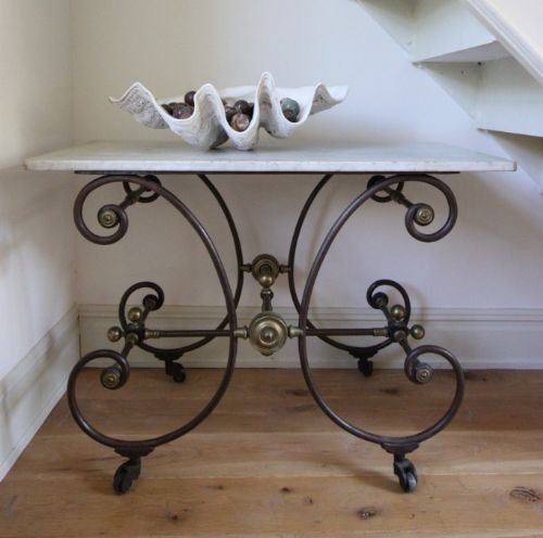 French Antique Iron & Marble Pastry /Consoletable