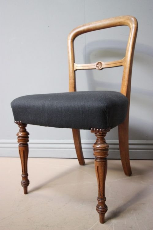fig 1. Set of Six Victorian Antique Birch Dining Chairs.