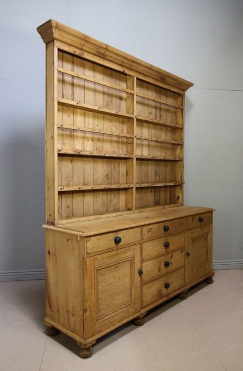 fig 1. Superb Large Victorian Antique Pine Dresser.