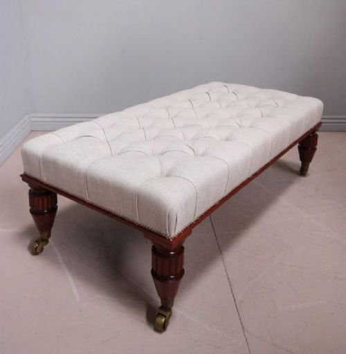 Large Antique Upholstered Mahogany Footstool